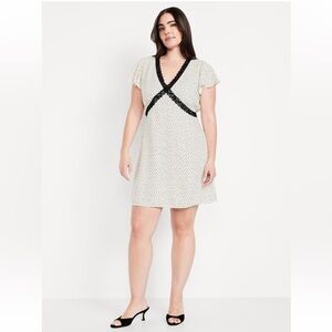 Old Navy | Dresses | Old Navy Waistdefined Puffsleeve Mini Poet Dress Size  2x Gauze Cream Blush | Poshmark